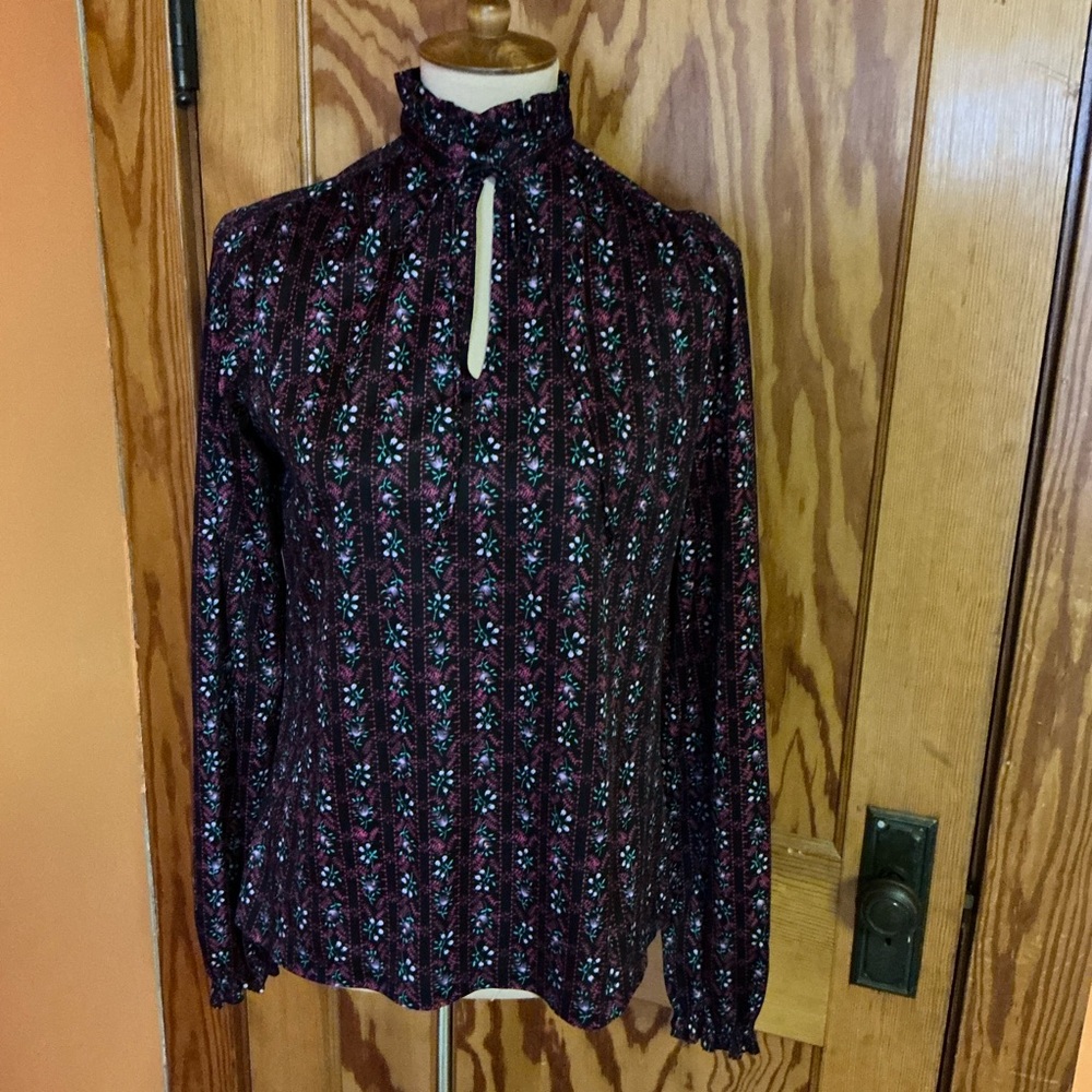 Vtg 70s Puccini black floral top - Picture 11 of 12